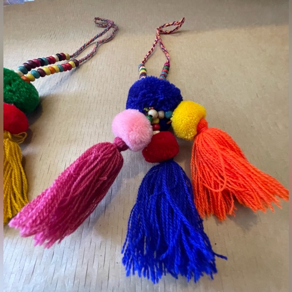 Set of 2, Pom Pom Tassel Bag Pendant,Charm,Keyring,for Women Purse Handbag Decor - Picture 6 of 6